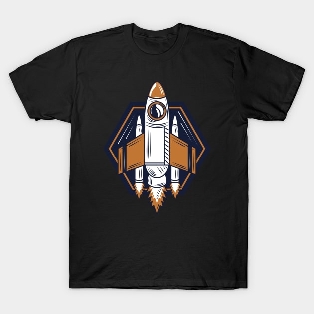 Space shuttle rocket spaceship vector illustration T-Shirt by Abeer Ahmad